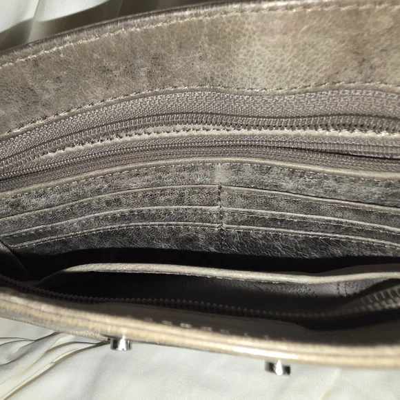 Michael Kors Webster Gold/Silverish Metallic Rushed Leather Wallet Clutch Bag - Picture 8 of 9